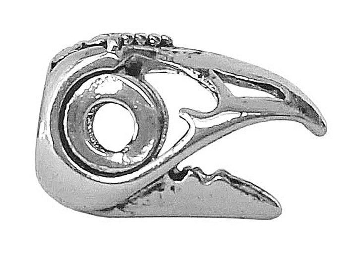 Raven's Skull Hair Bead - Silver Finish Gothic & Viking Hair Accessory front view