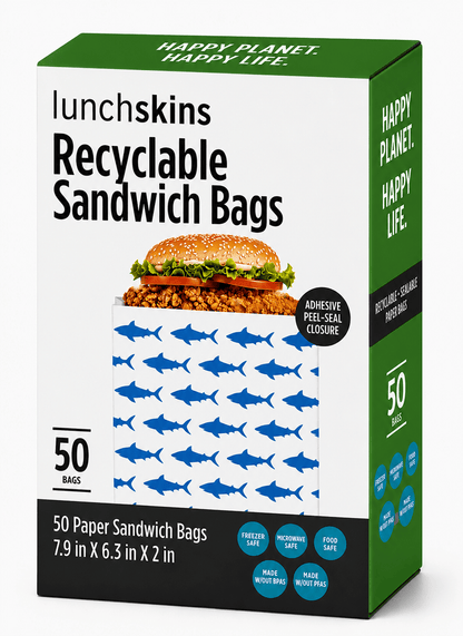 Lunchskins Recyclable Paper Sandwich Bags – Shark Print