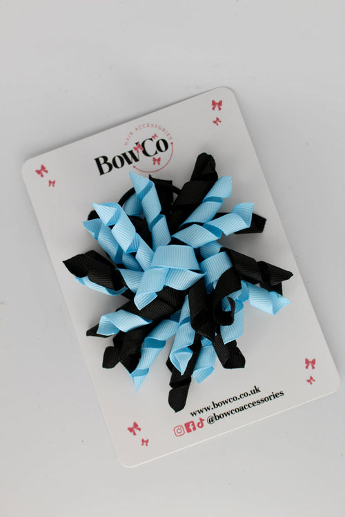School Bow Black and Blue Topaz - Corker Bow - Elastic
