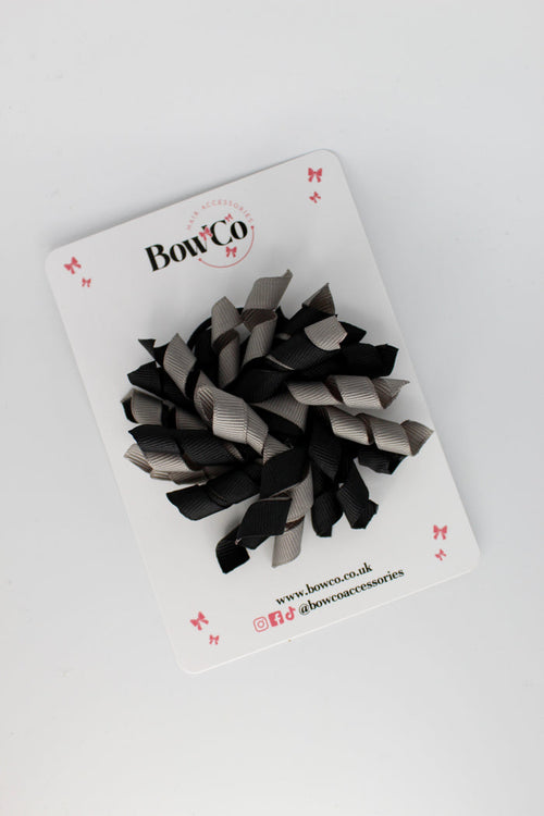 School Bow Black and Metal Grey - Corker Bow - Elastic