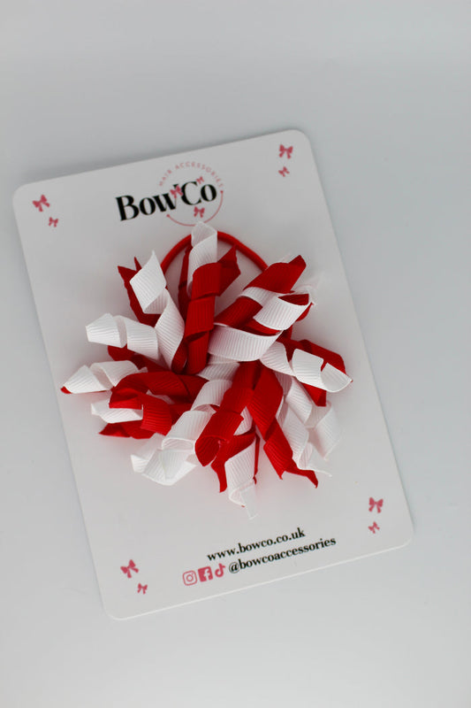 School Bow Red and White - Corker Bow - Elastic