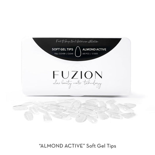 Soft Gel Tips | Almond Active Clear - 600pk | Fuzion Gel