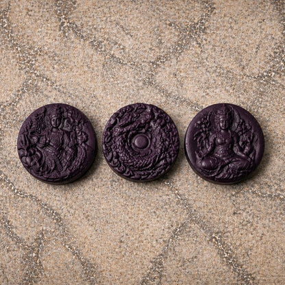 Spiritual Gangster Thai dragon guest soaps with Rhassoul clay, tussah silk, argan oil, and vitamin E