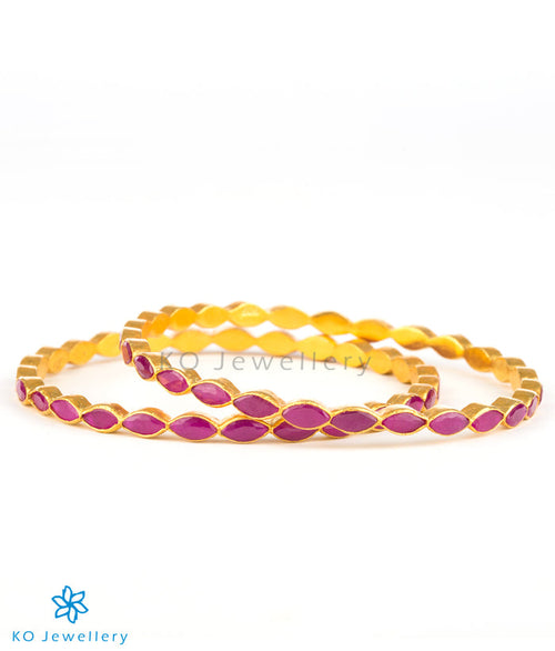 Kempu studded gold coated bangles