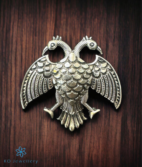 The Dvirupa Gandaberunda Silver Pendant/Tie-Pin (Small/Oxidised)