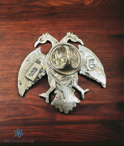 The Dvirupa Gandaberunda Silver Pendant/Tie-Pin (Small/Oxidised)