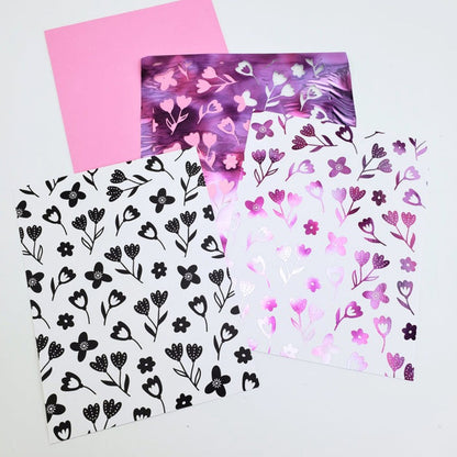 Therm-O Web - Deco Foil Toner Card Fronts, 4.25" x 5.5" - Fresh Florals (8 Sheets). Available at Embellish Away located in Bowmanville Ontario Canada.