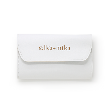 White faux-leather roll-up manicure tool case, closed – ella+mila Tool Box