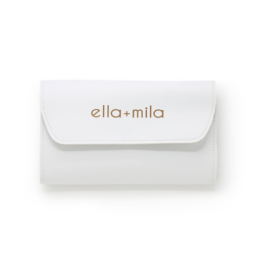 White faux-leather roll-up manicure tool case, closed – ella+mila Tool Box