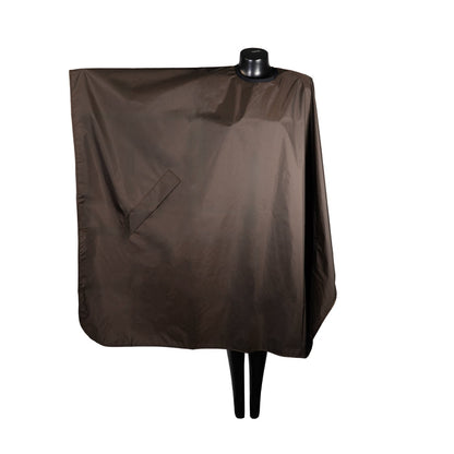 Waterproof Dark Brown Nylon Hair Cape | Adjustable Neck Closure & Storage Pockets