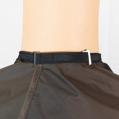 Waterproof Dark Brown Nylon Hair Cape | Adjustable Neck Closure & Storage Pockets