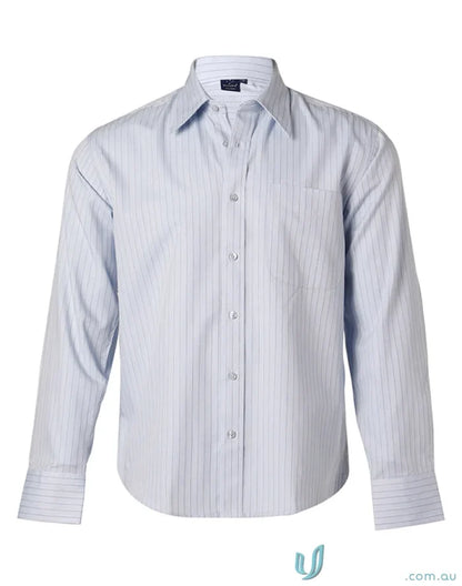Light blue striped dress shirt from Winning Spirit Pin with BS17 Pin Stripe for mens workwear